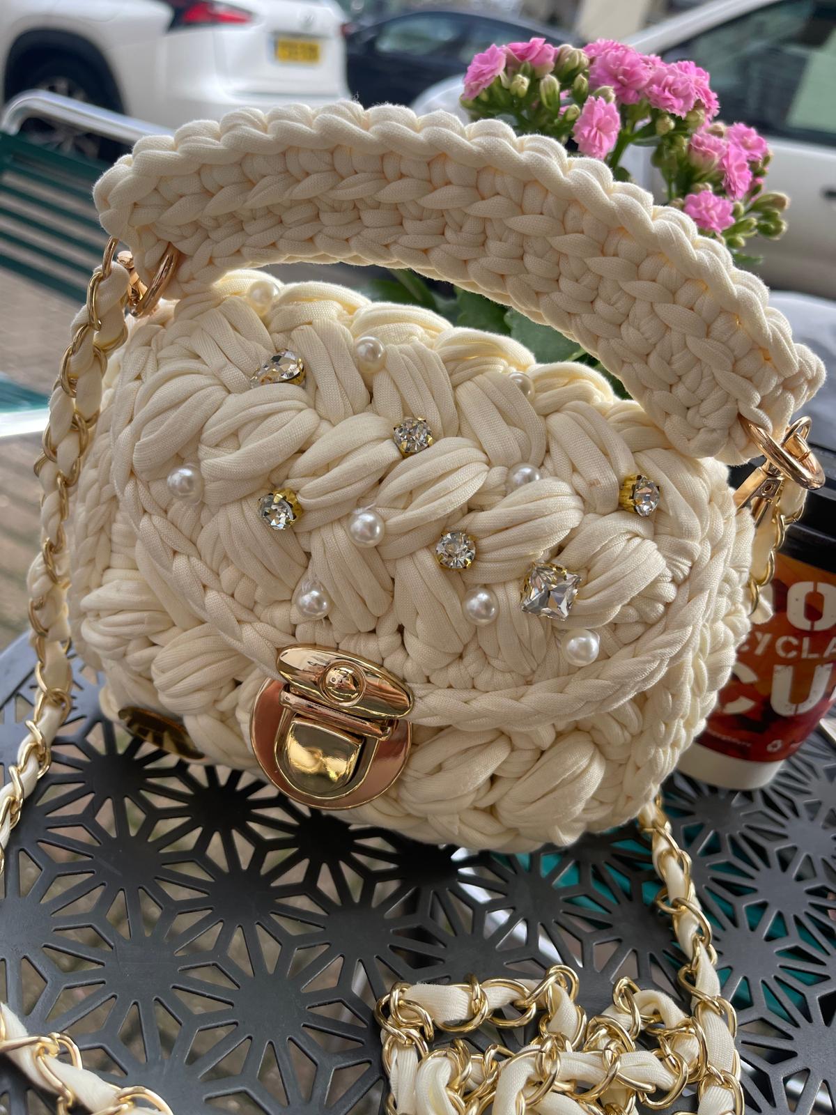 Designer crochet handbag